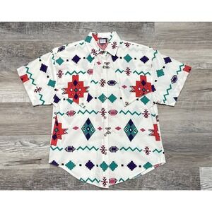 Vtg Circle‎ T Top Womens S Western Shirt Rodeo Cowgirl Aztec Button Down Cutout